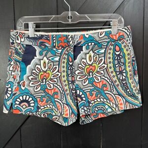 J.Crew Paisley Print Chino Shorts Womens 6 Multicolor Preppy Summer Coastal EUC